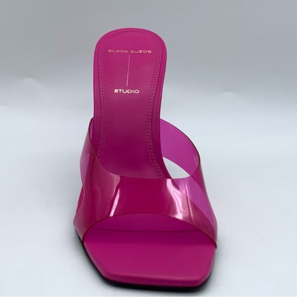 BLACK SUEDE Transparent PVC Strap Sandal in Fuchsia - Picture 3 of 14